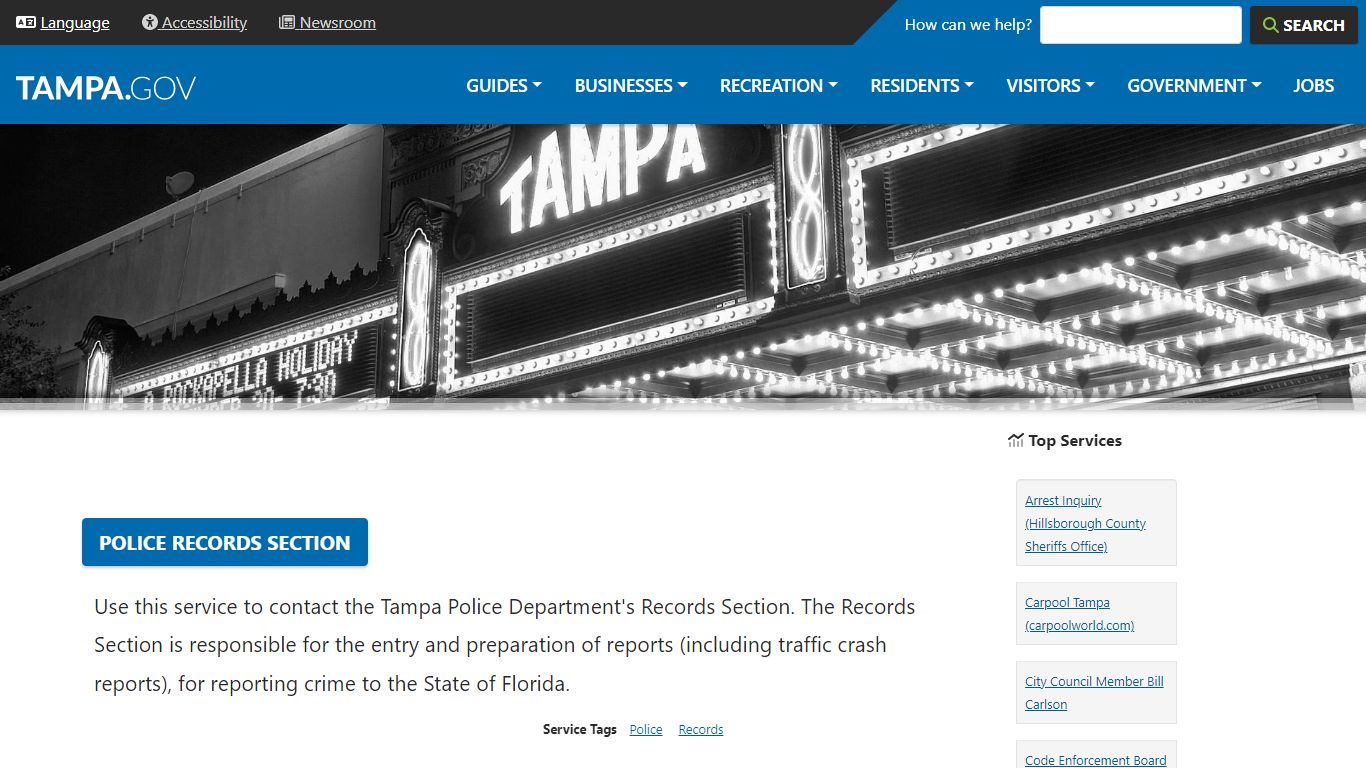 Police Records Section | City of Tampa