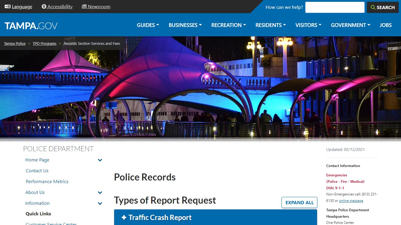 Records Section Services and Fees | City of Tampa